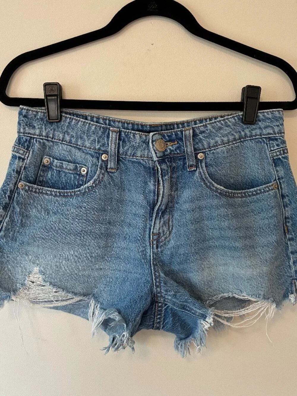 Aeropostale Aero Baggy Short 4 Inch Size 6 Non Stretch Denim Cut Offs Blue